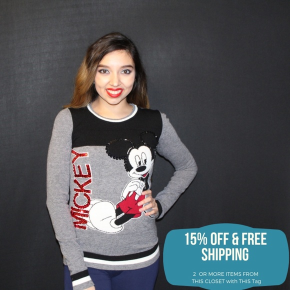 Metzi Sweaters - Mickey Mouse Knit Cozy Sweater with Sequins